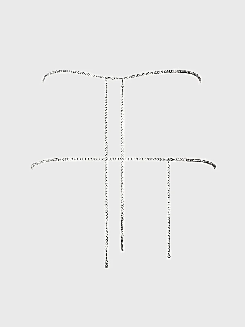 Strass-Slip mit spiralförmigem Mittelstück, verstellbarem Kettenrücken und luxuriösen, mehrlagigen Trägern