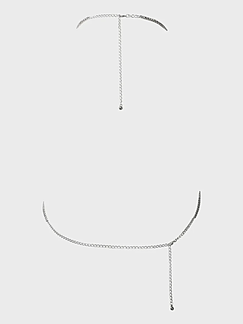 Strass-Bralette mit geschwungenen Knoten-Cups, verstellbaren Kettenträgern und dreidimensionalem Glitzer