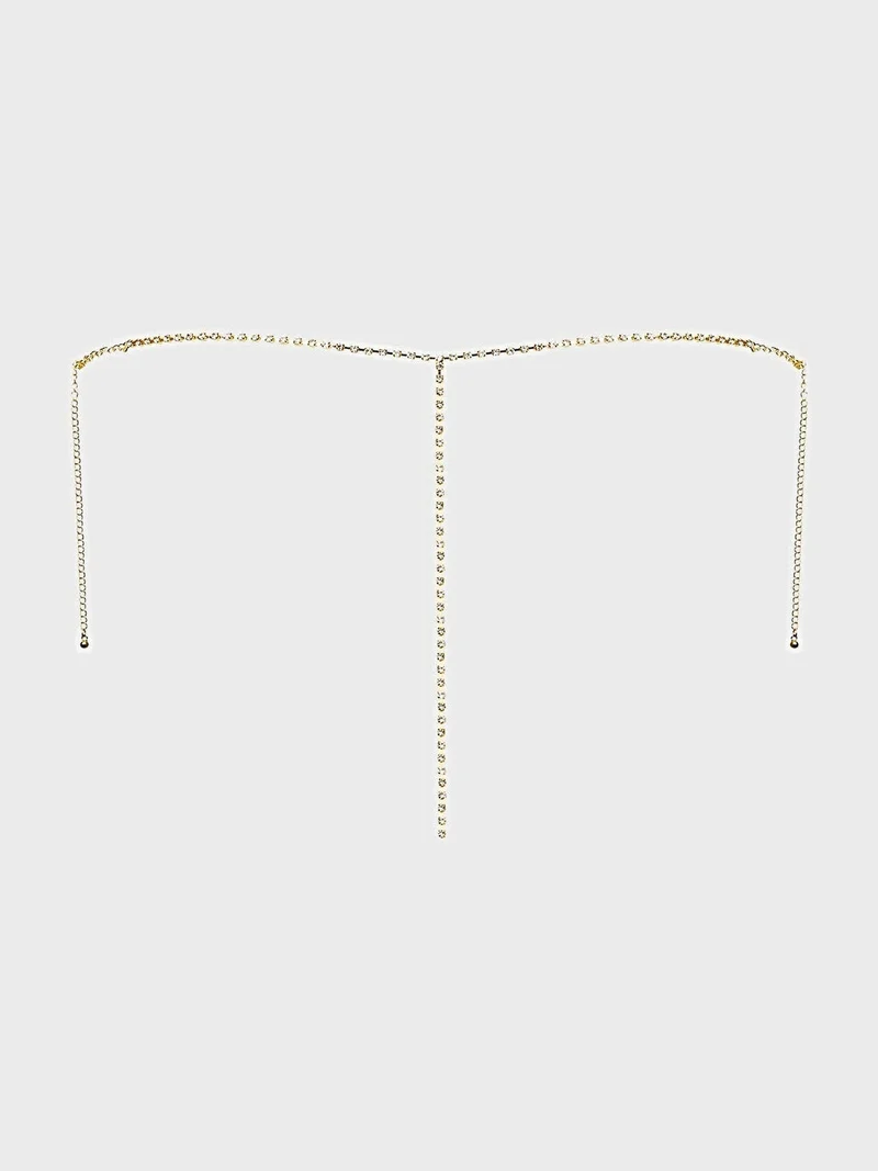 Strassbesetzter String-Tanga mit verstellbarer Kette, mehrlagigen V-Strängen und G-String-Design