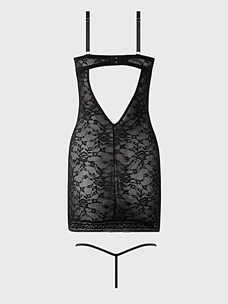 Desiree Chemise-Set mit floraler Spitze, Bügel-Balconette-BH und passendem String