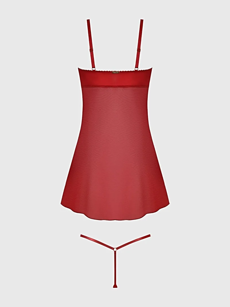 Angelina Lips besticktes Babydoll-Dessous-Set mit Bügel-Cups und Schleifen-G-String