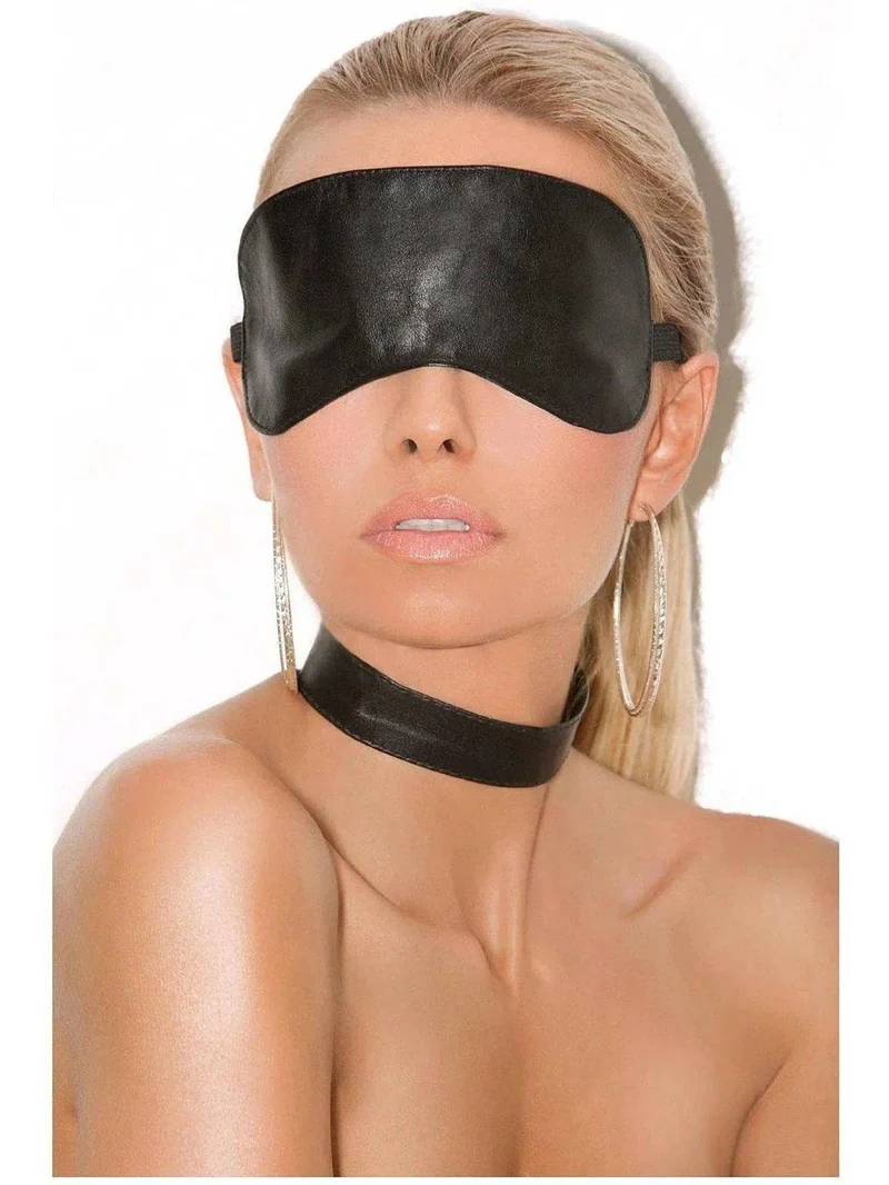 Schwarze Leder-Augenbinde von Elegant Moments L9152 – Elegantes und komfortables Design