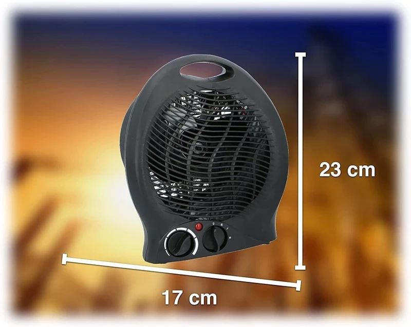 Heizlüfter schwarz 2000 Watt Elektroheizer - Mobiles Heizgerät, Tragegriff
