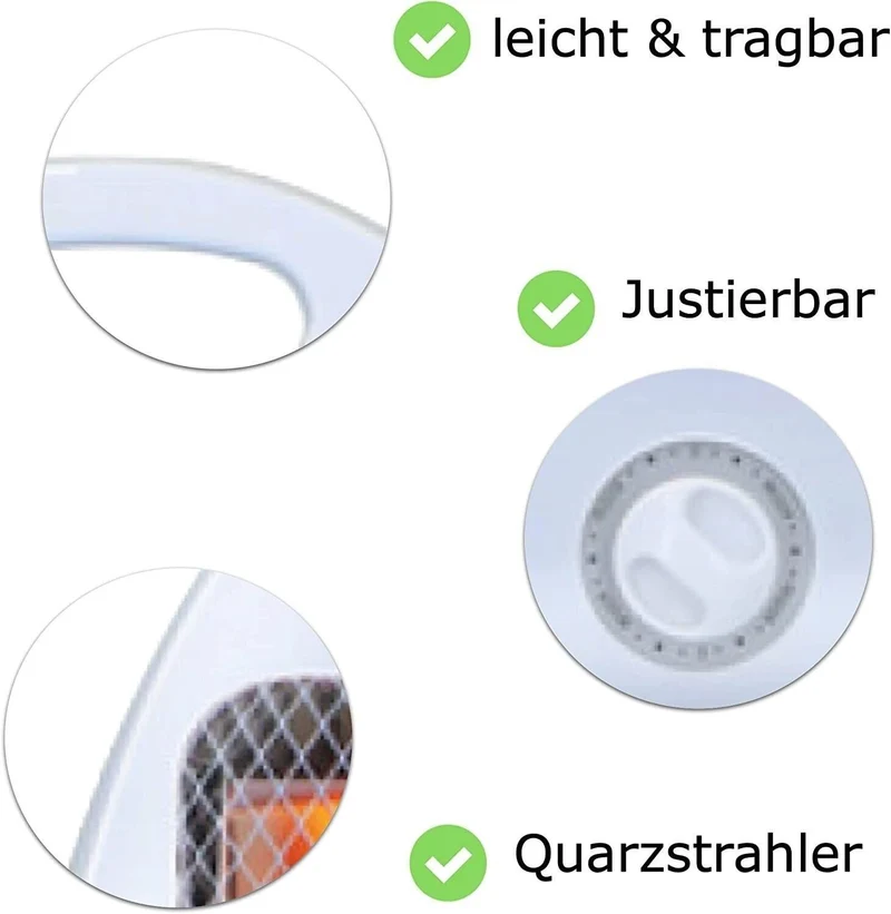 800 Watt Elektroheizer Heizstrahler Quarz - Mobiles Heizgerät