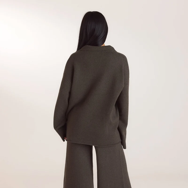 Oversize Strickjacke mit V-Ausschnitt - Moosgrün