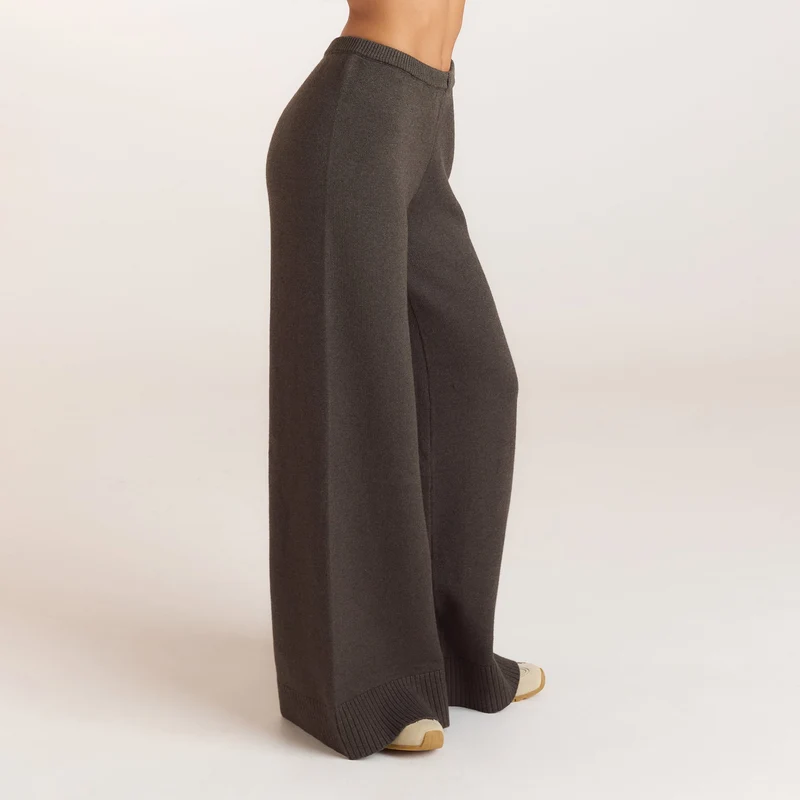 Strickhose mit weitem Bein - Moosgrün