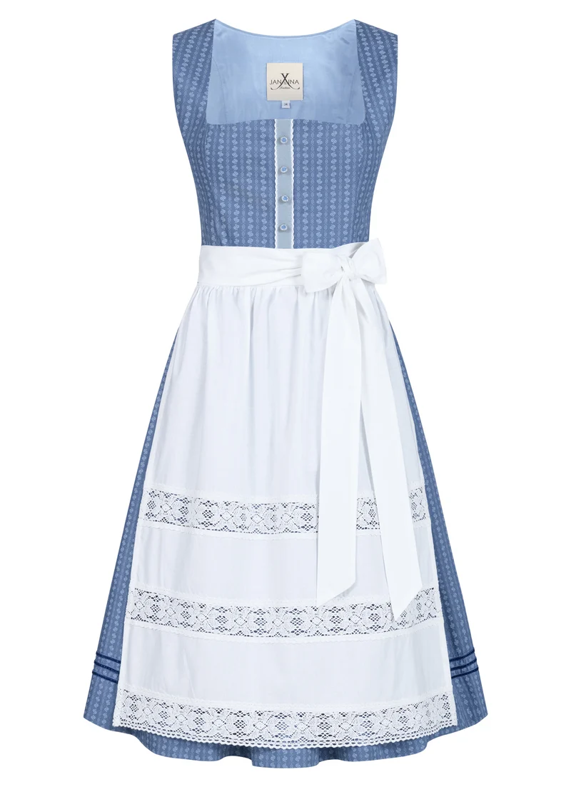 BW DIRNDL VINTAGE STRIPED FLOWER TAUBENBLAU