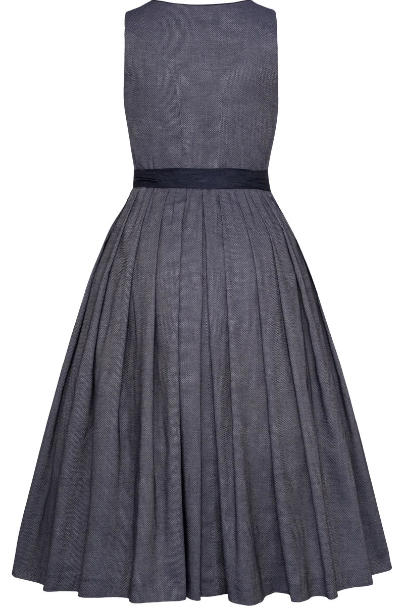 Langes Dirndl im Ton-in-Ton-Look - blau gemustert