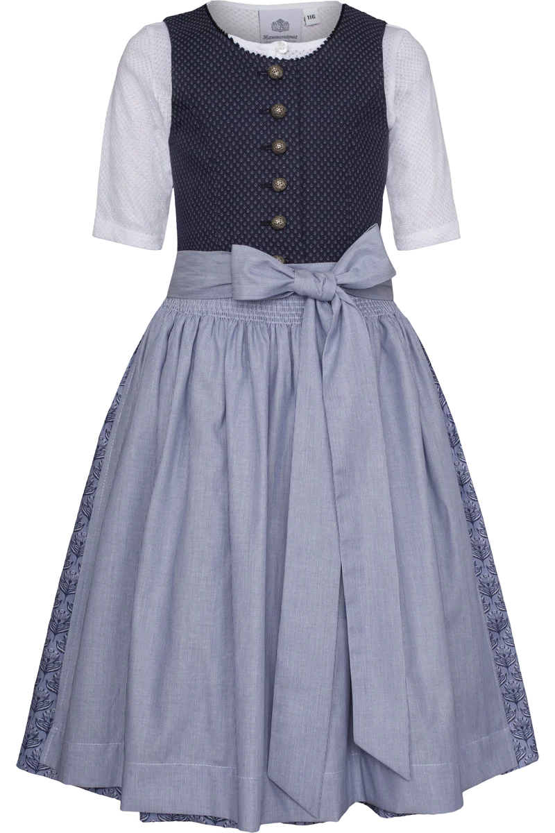 Kinderdirndl aus Baumwolle mit 1/2-Arm Bluse - dunkelblau