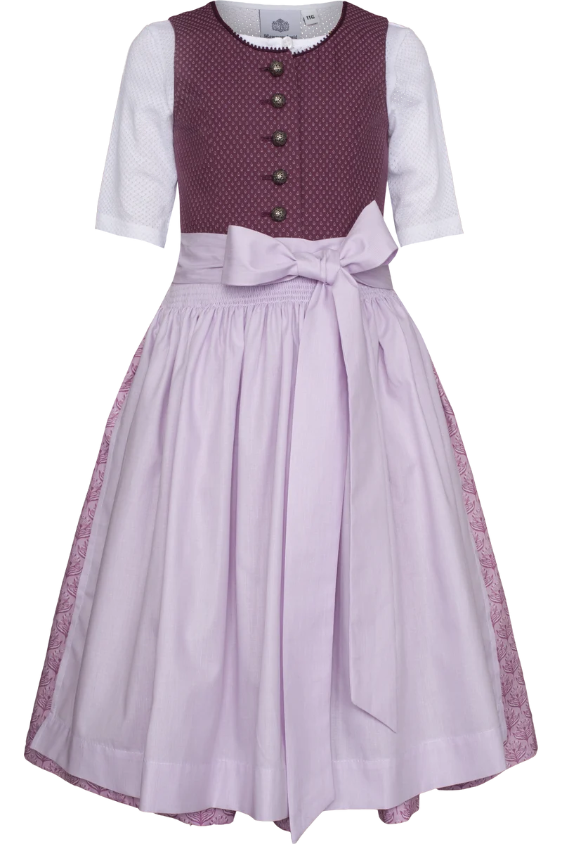 Kinderdirndl aus Baumwolle mit 1/2-Arm Bluse - beere