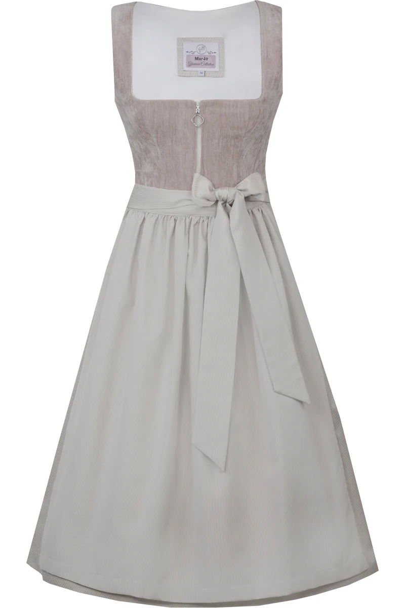 Midi-Dirndl mit Samtmieder - beige