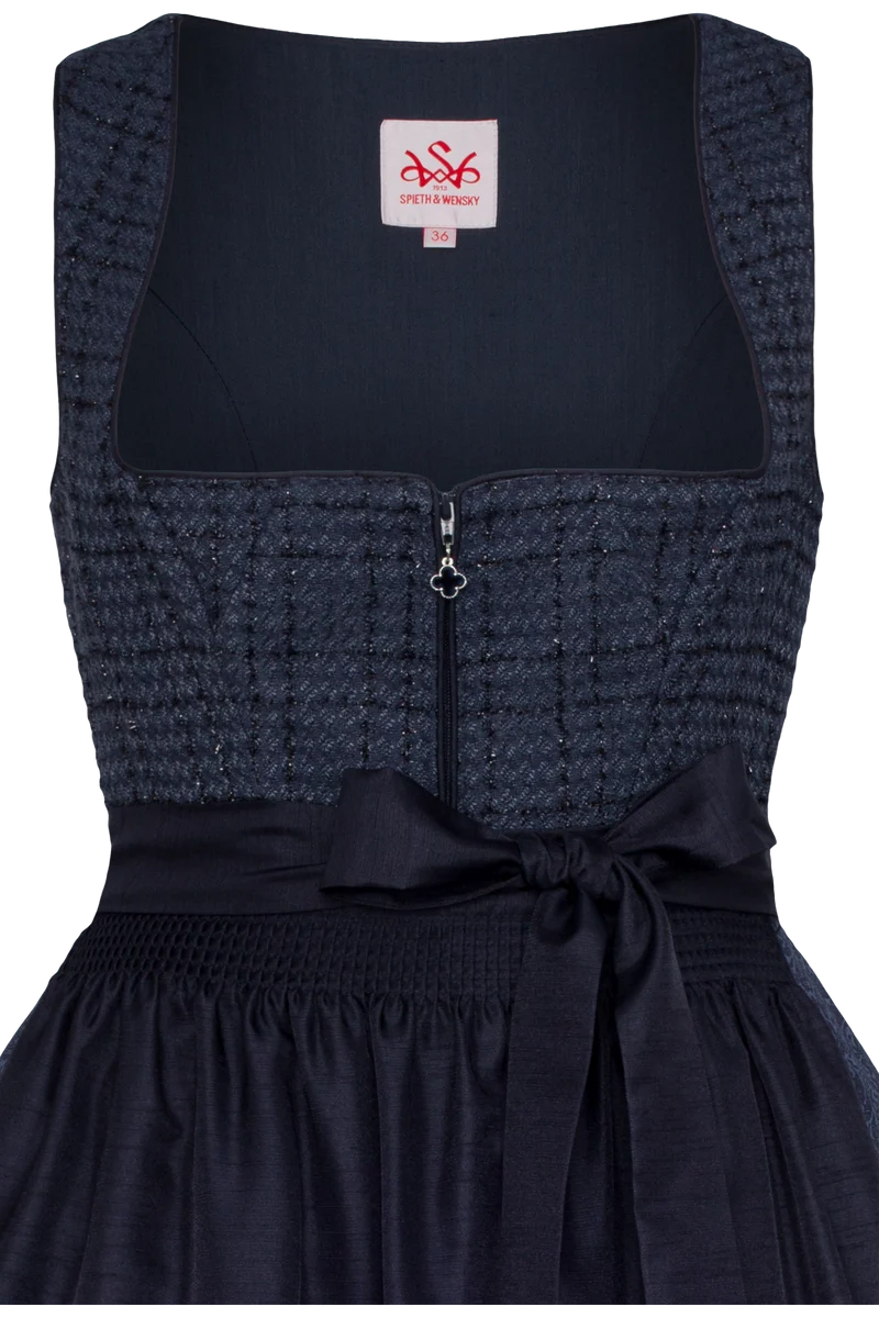Monochromes Midi-Dirndl in Tweed-Optik - dunkelblau