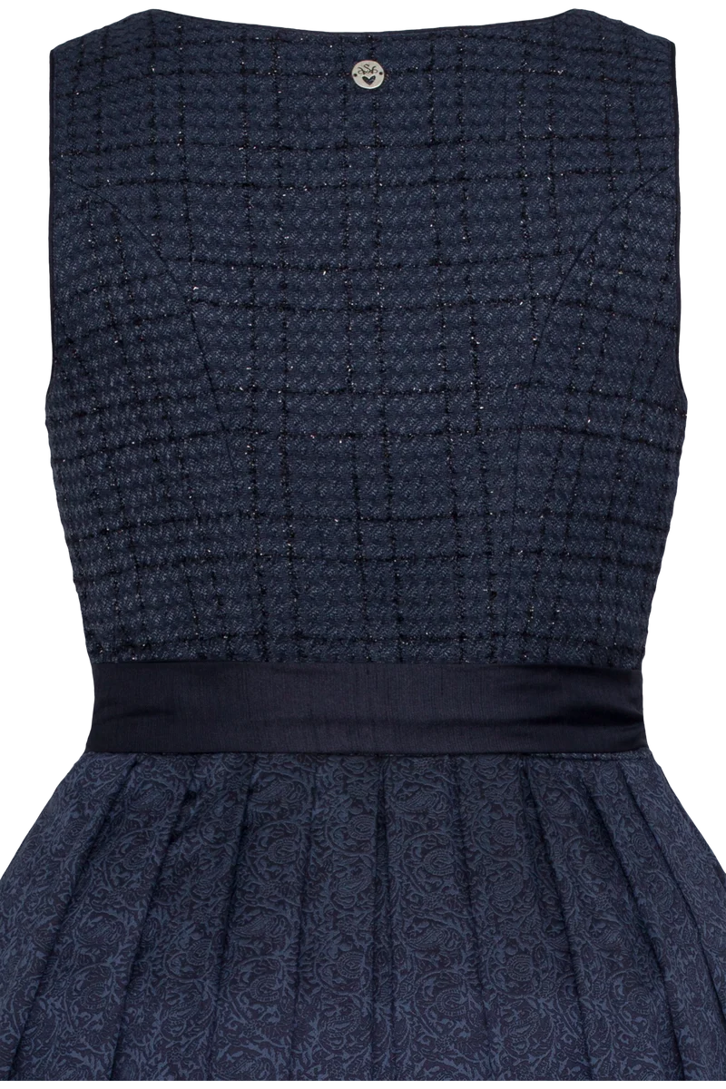 Monochromes Midi-Dirndl in Tweed-Optik - dunkelblau
