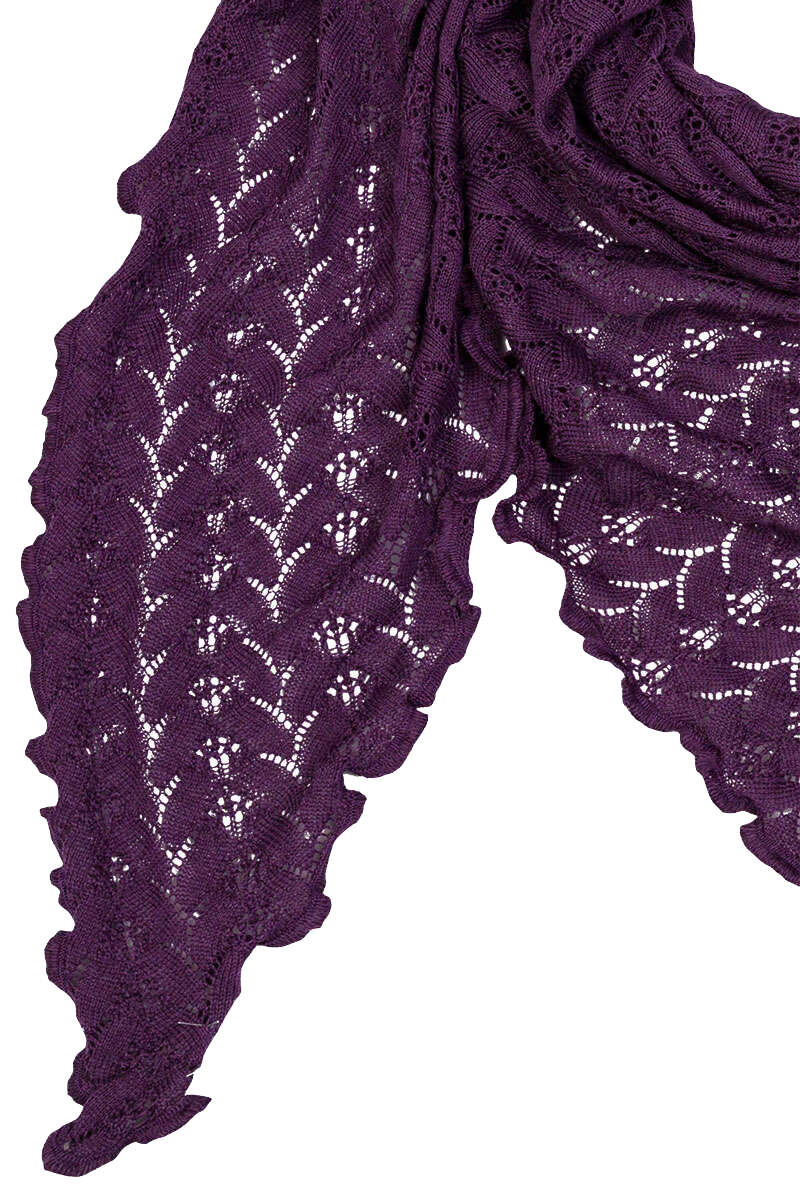 Damen Schultertuch mit feinem Strickmuster - lila