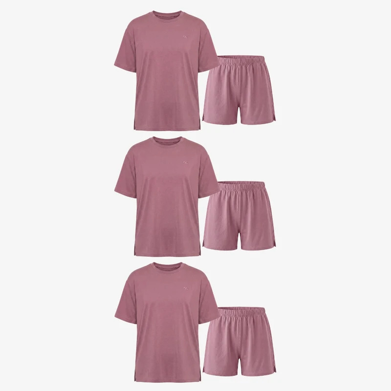 Schlafanzug Set Damen kurz | Dusky Mauve