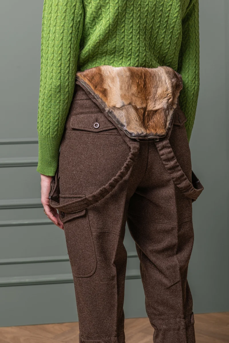 Jagdhose Prebersee aus Loden mit Samtkanin