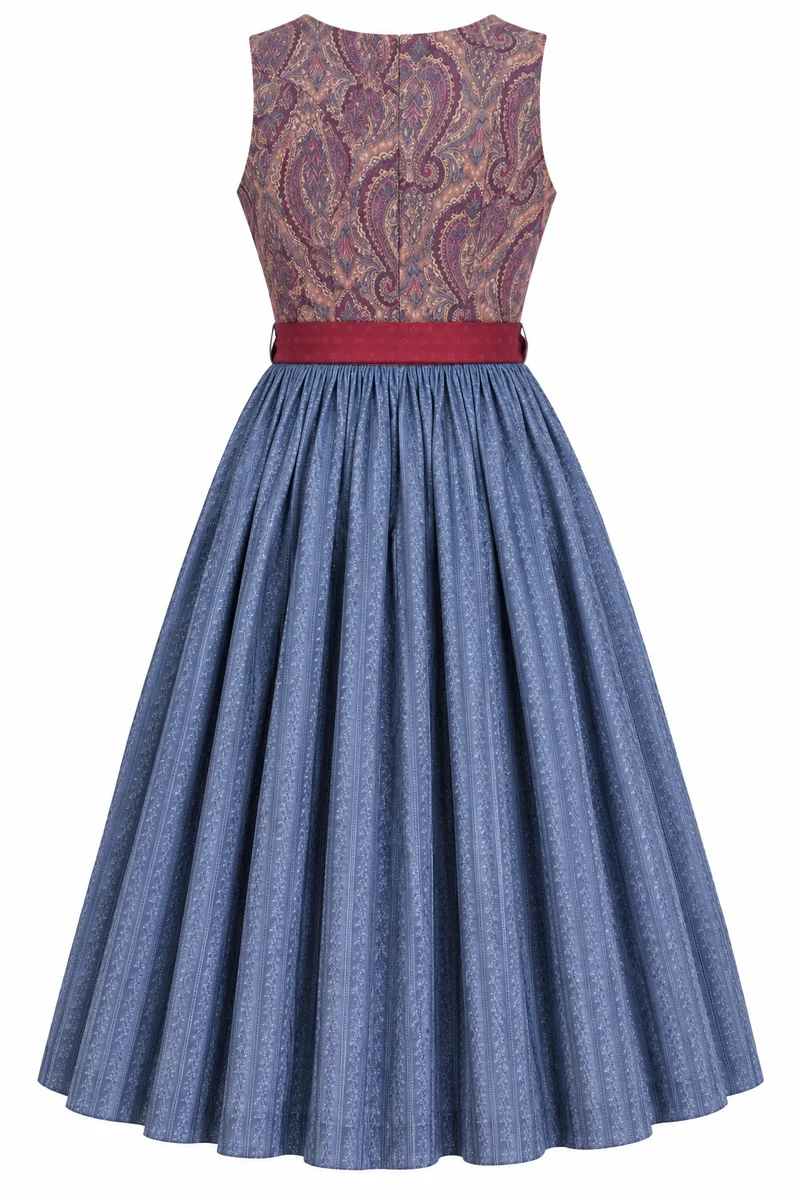 Umstandsdirndl aus Paisleydruck mit Bindeband