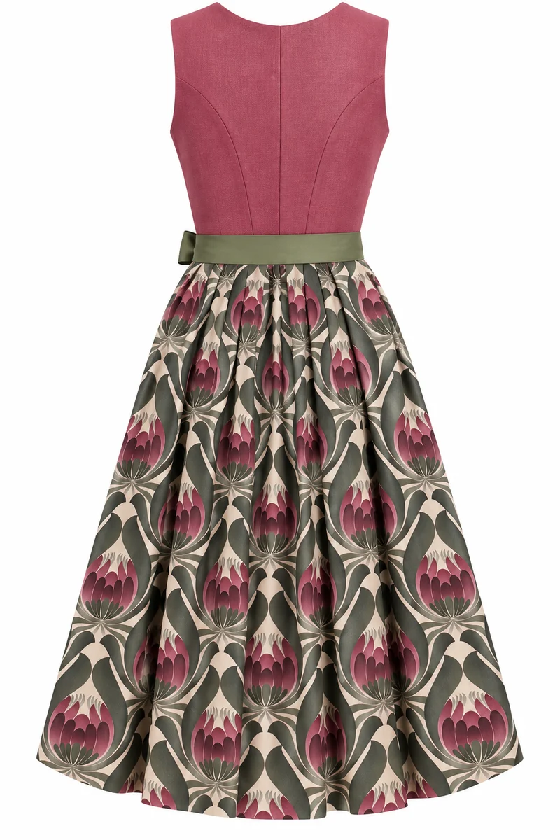 Dirndl mit Reinleinen-Oberteil und Taftschürze