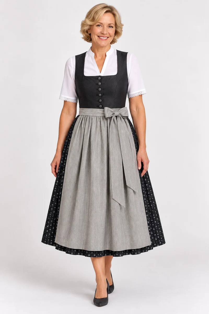 Dirndl mit Karo-Oberteil und Druckrock