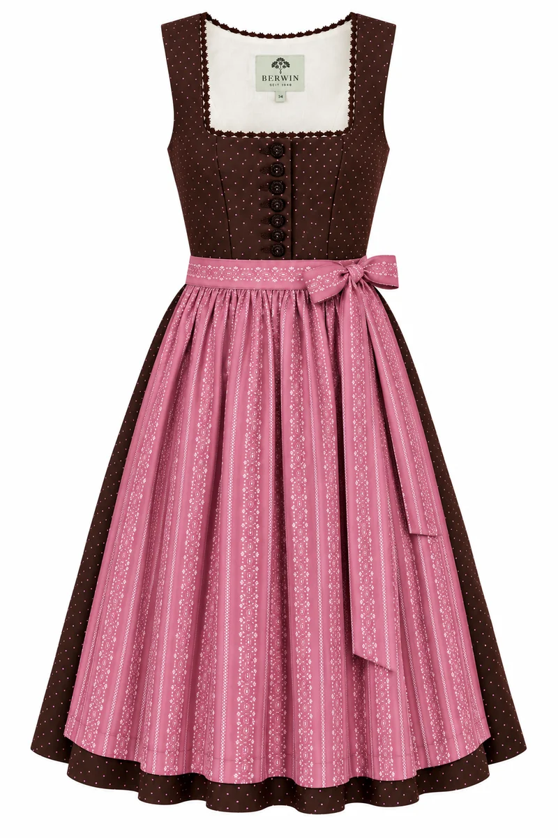 Baumwolldirndl mit Tupfenmuster und Kontrastschürze