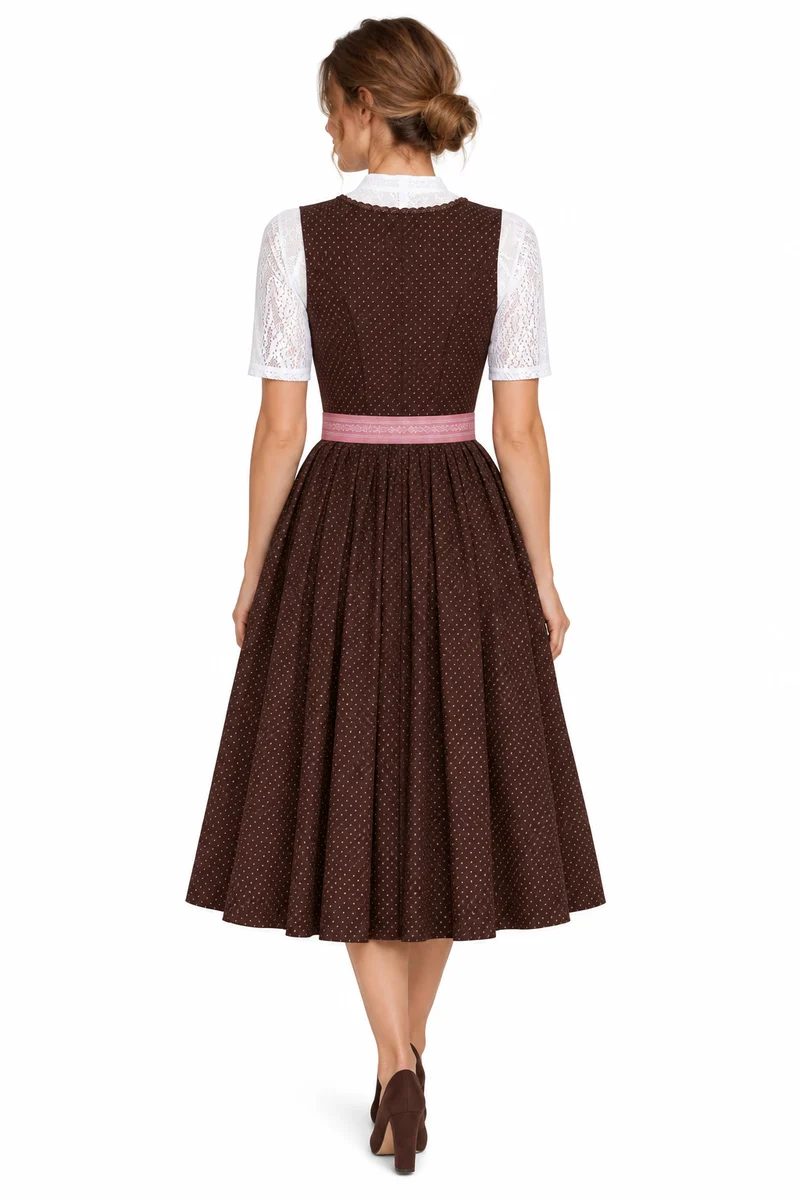Baumwolldirndl mit Tupfenmuster und Kontrastschürze