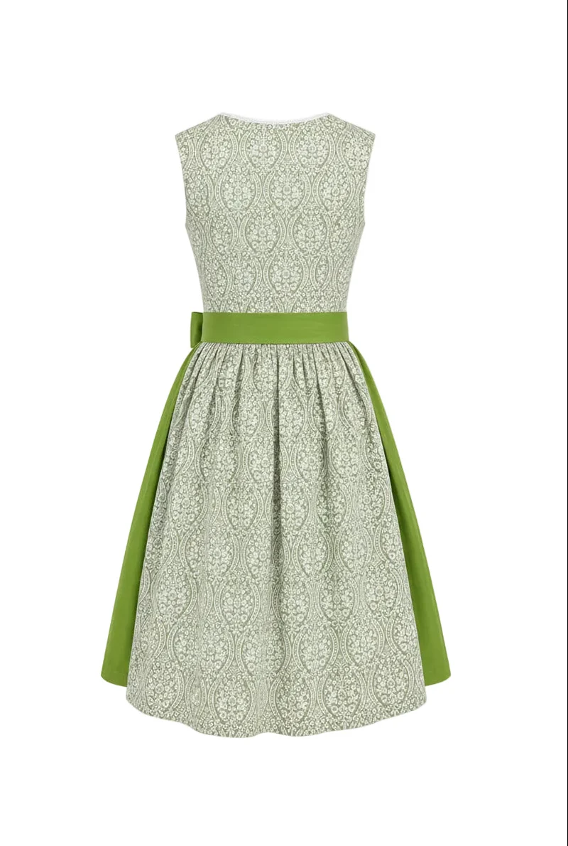 Dirndl aus Ornament-Druck mit uni Schürze