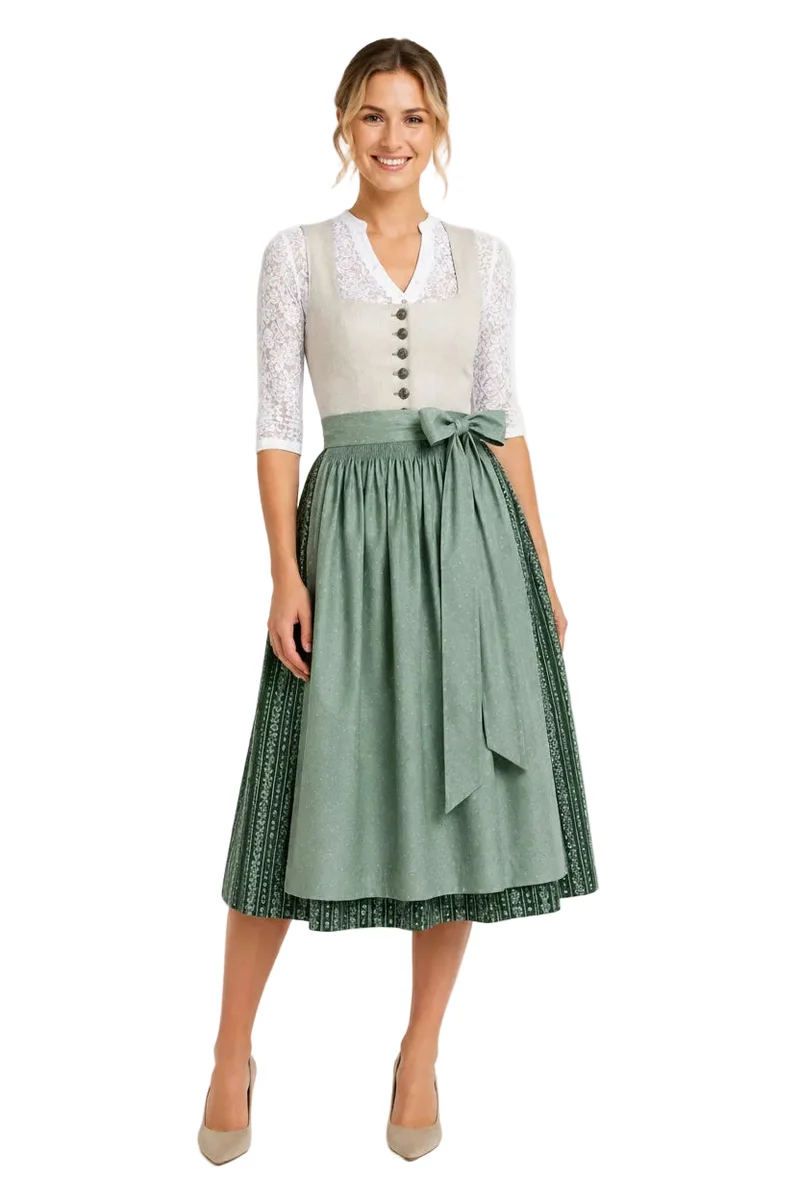 Traditionelles Dirndl in Salbei und Beige