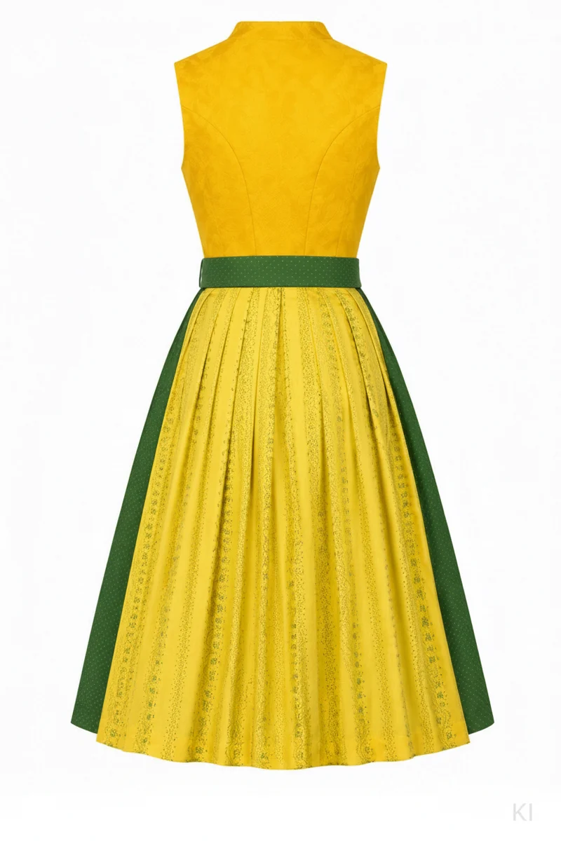 Traditionelles gelb-grünes Dirndlkleid mit Leinen