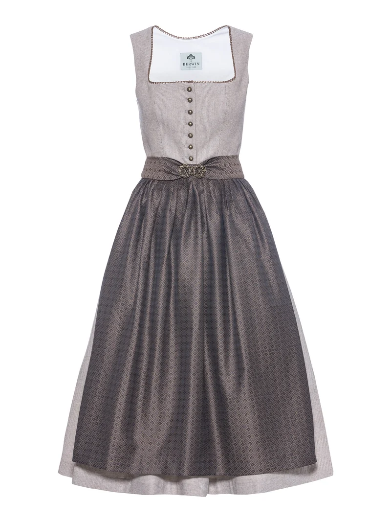 Klassisches Streifen-Dirndl mit Jacquardschürze