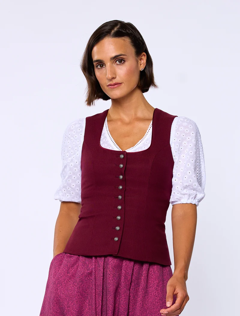 Streifen-Jacquard-Mieder mit Silberknöpfen