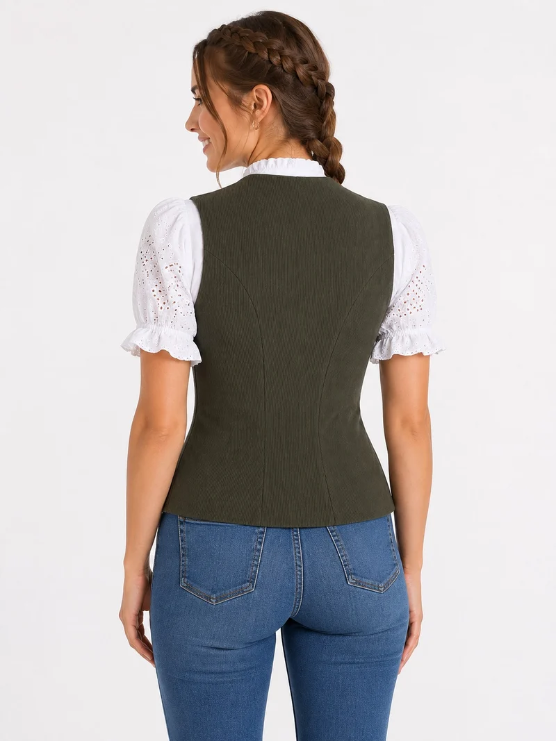 Streifen-Jacquard-Mieder mit Silberknöpfen