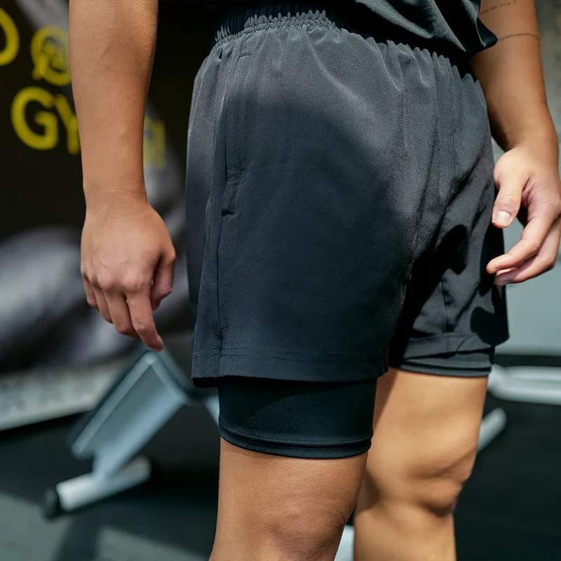 2 in 1 Shorts Herren | Silber Grau
