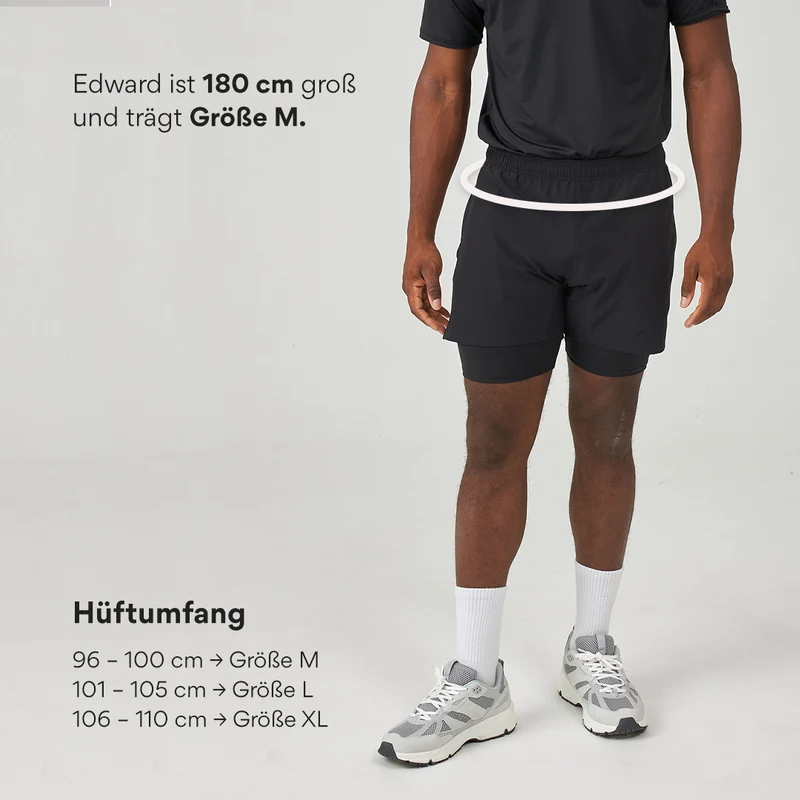 2 in 1 Shorts Herren | Silber Grau