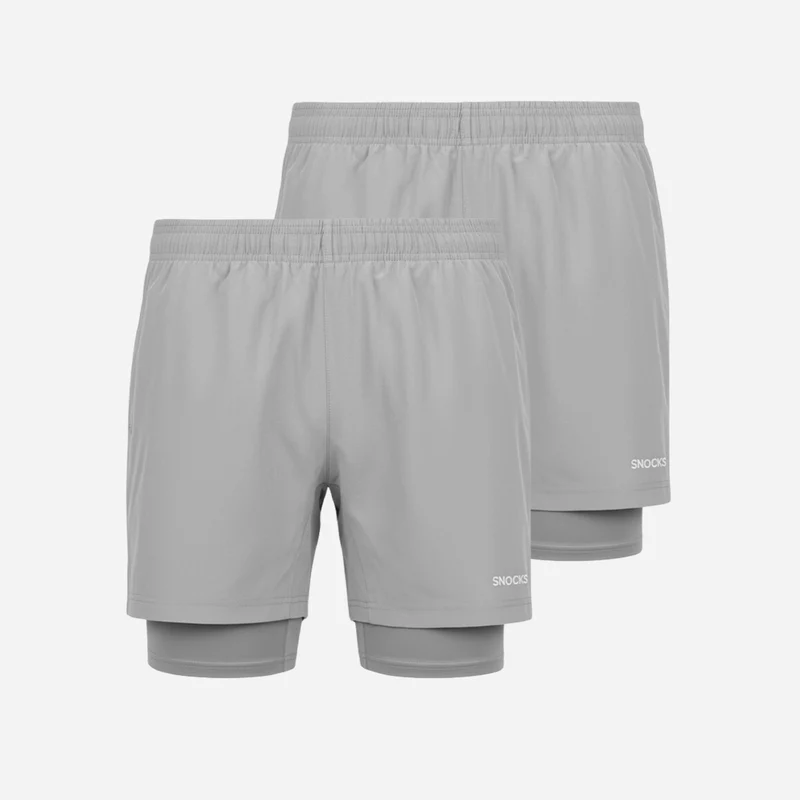2 in 1 Shorts Herren | Silber Grau