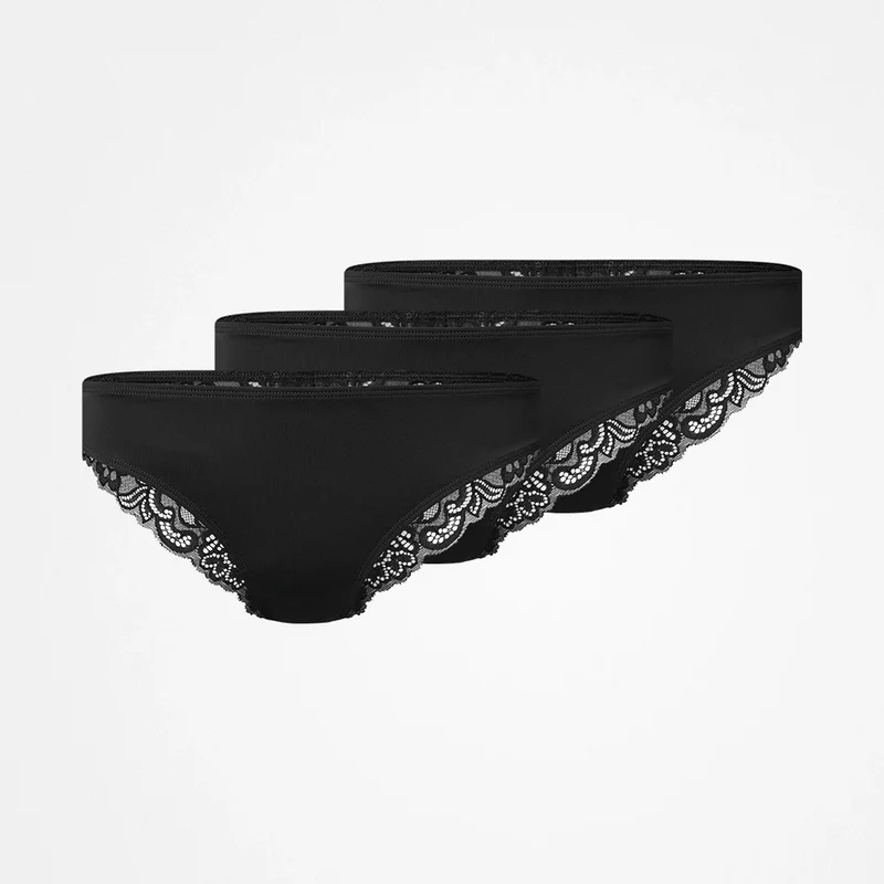 Seamless Tanga mit Spitze | Schwarz