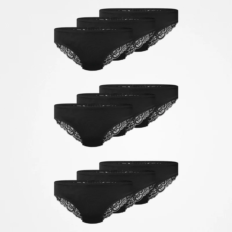 Seamless Tanga mit Spitze | Schwarz
