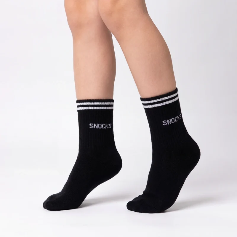 Hohe Sportsocken mit Streifen Kinder | Schwarz