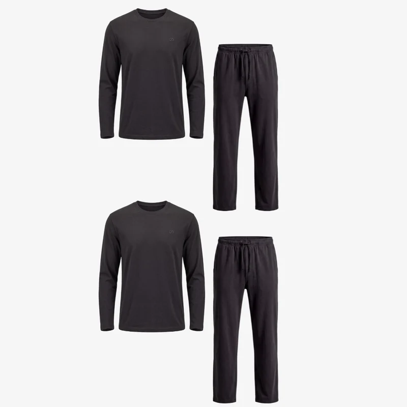 Schlafanzug Set Herren lang | Anthrazit