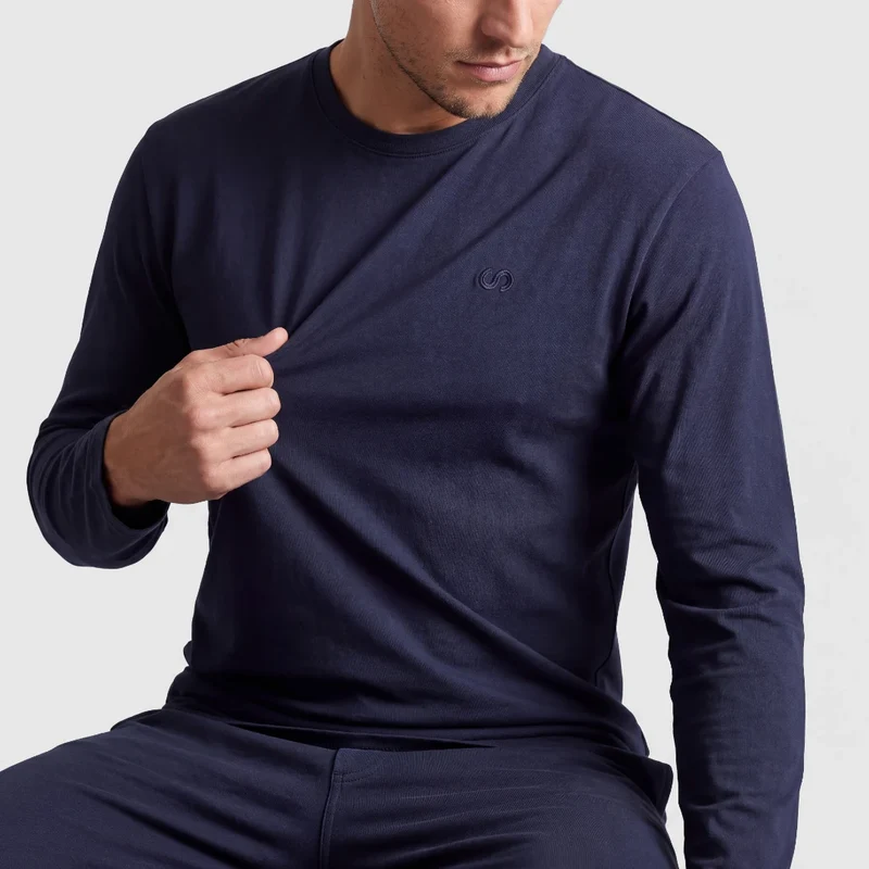 Schlafanzug Set Herren lang | Dunkelblau