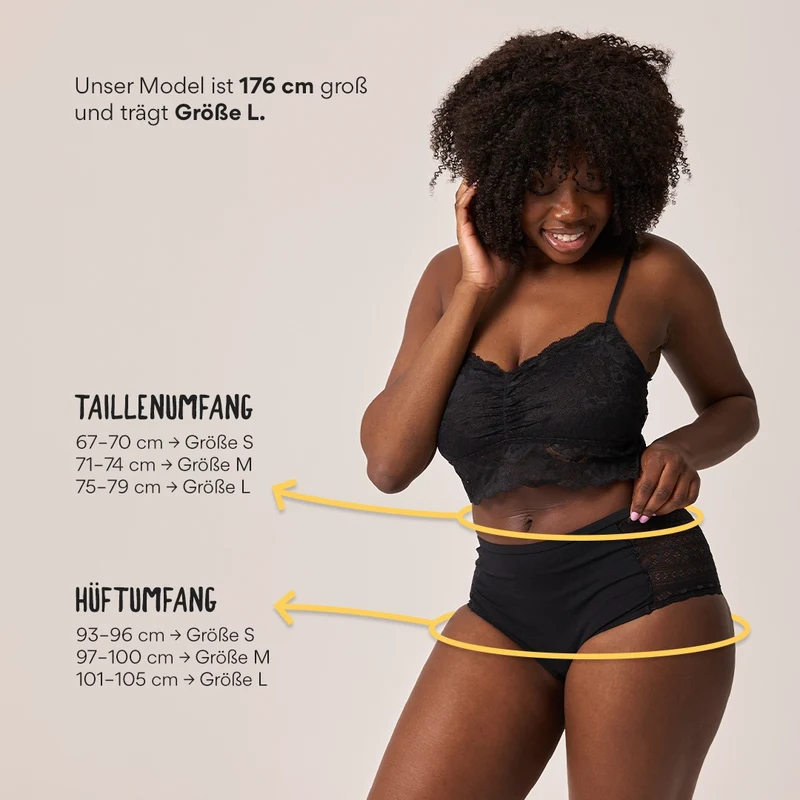 High Waist Hipster Panties mit Spitze | Schwarz