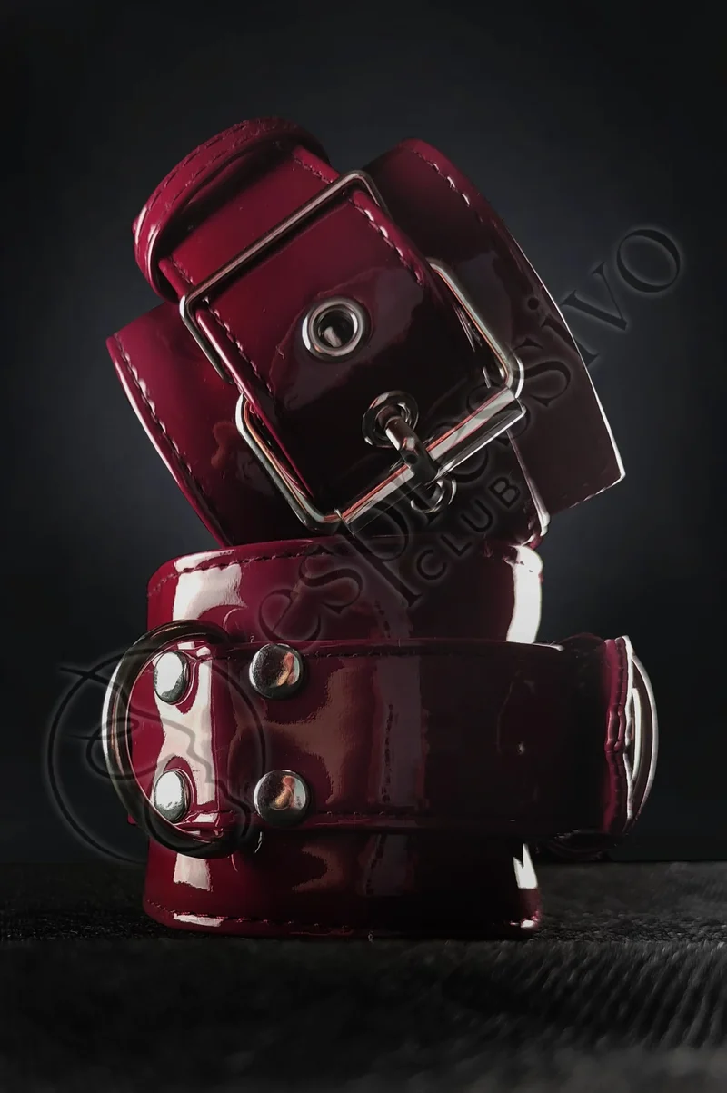 Bondage cuffs in Purple PVC - Wrist & Ankle BDSM restraints