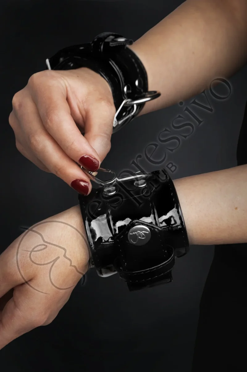 Bondage cuffs in Black PVC - Wrist & Ankle BDSM restraints