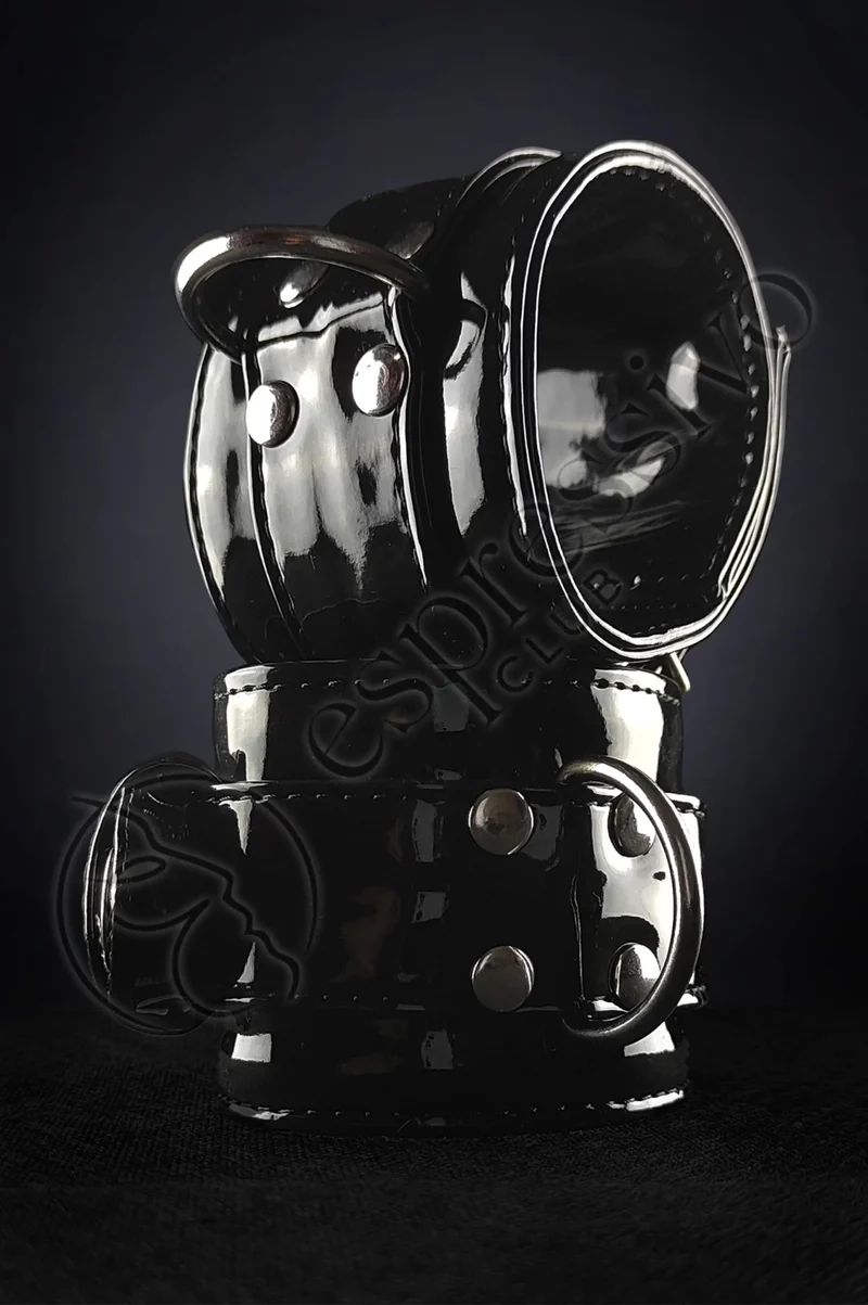Bondage cuffs in Black PVC - Wrist & Ankle BDSM restraints