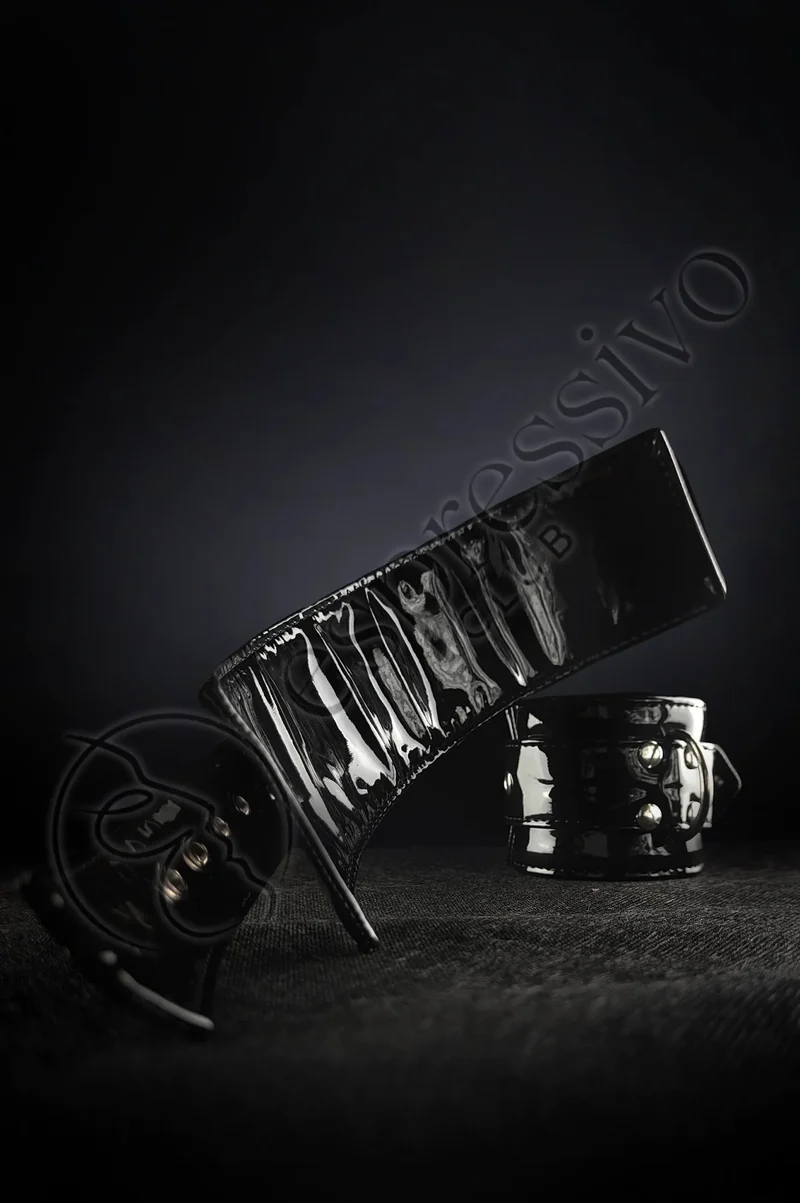 Bondage cuffs in Black PVC - Wrist & Ankle BDSM restraints
