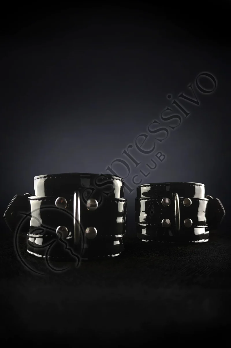 Bondage cuffs in Black PVC - Wrist & Ankle BDSM restraints