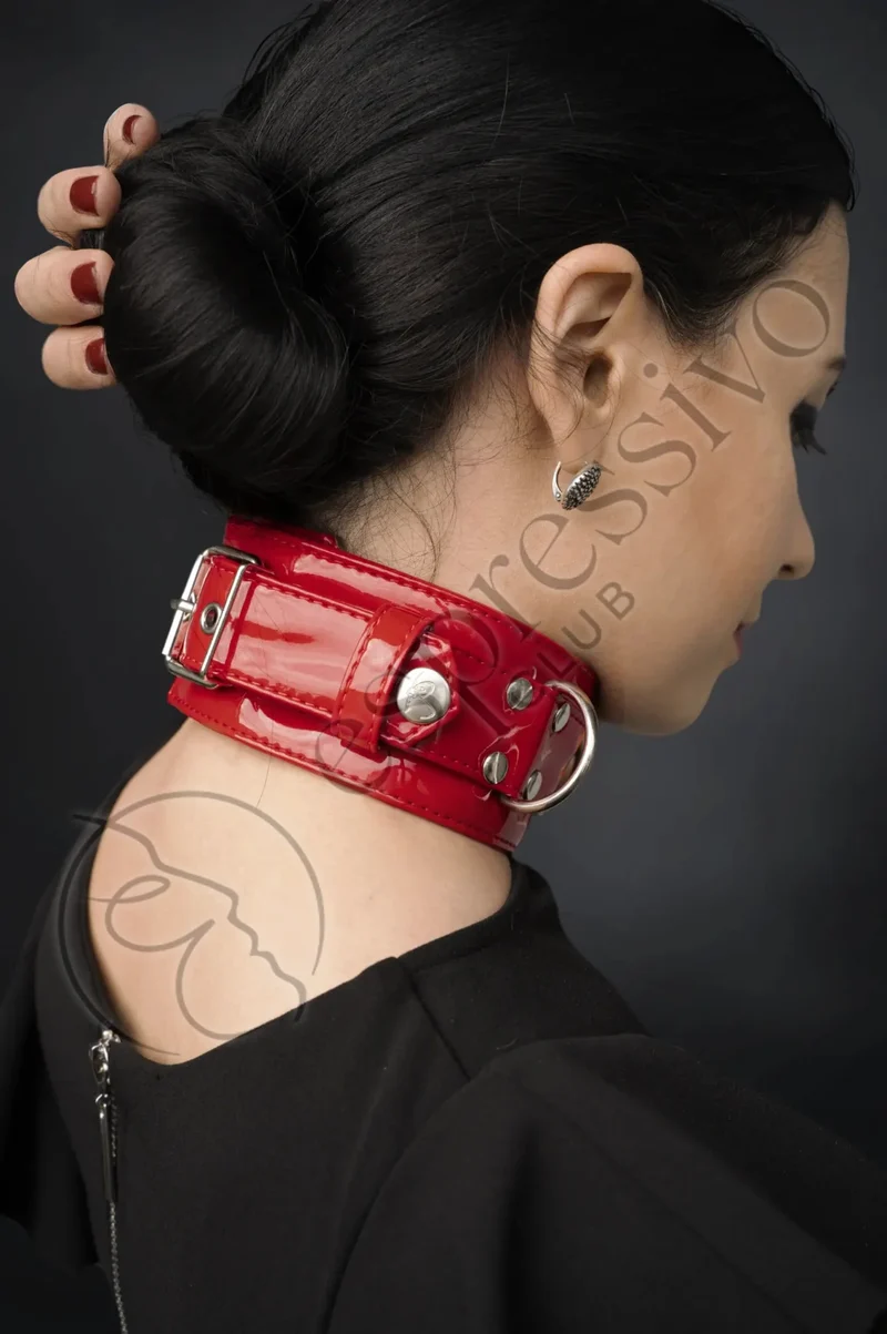 BDSM collar in Red PVC