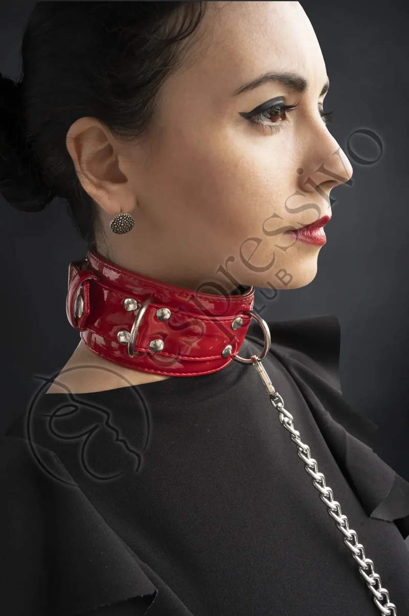 BDSM collar in Red PVC