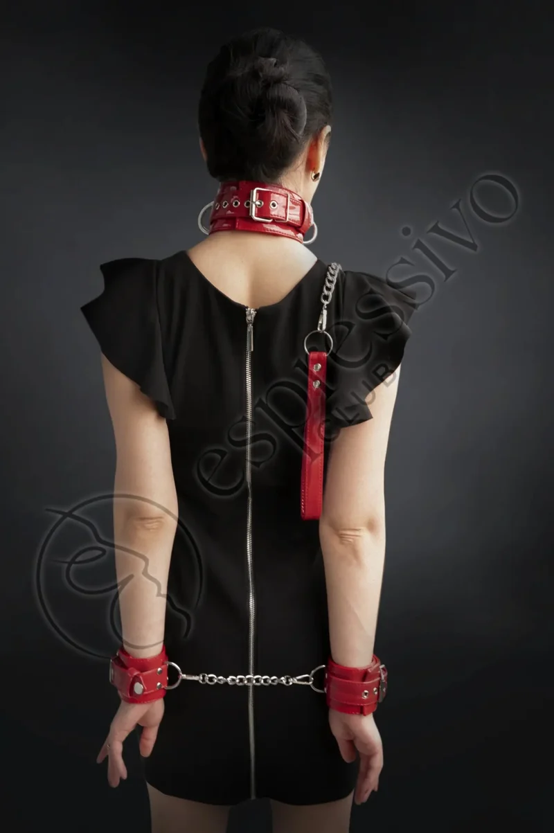 Bondage cuffs in Red PVC - Wrist & Ankle BDSM restraints