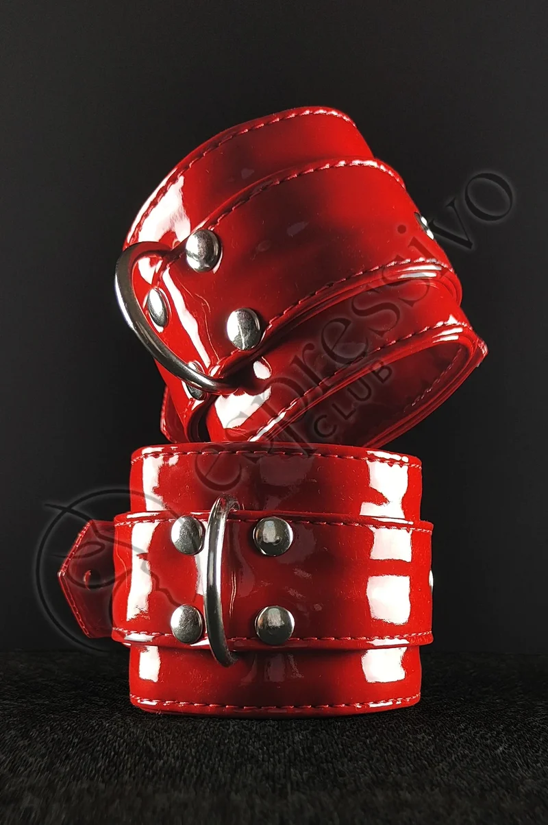 Bondage cuffs in Red PVC - Wrist & Ankle BDSM restraints