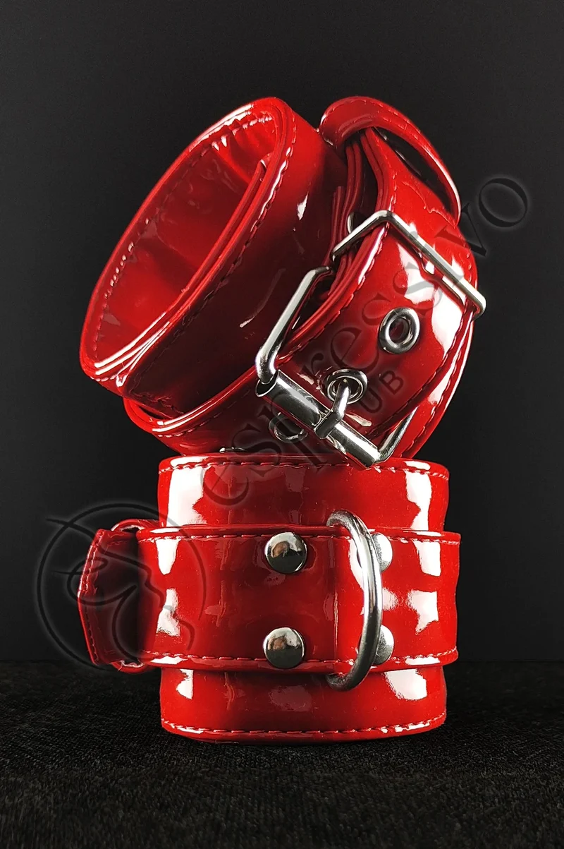 Bondage cuffs in Red PVC - Wrist & Ankle BDSM restraints